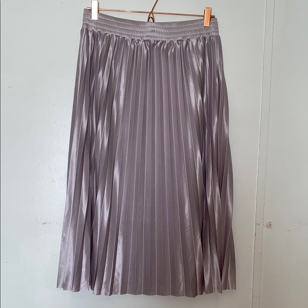 Studio West Silver Midi Pleated Skirt